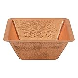 15' Square Hammered Copper Bar/Prep Sink w/ 2' Drain Opening in Polished Copper