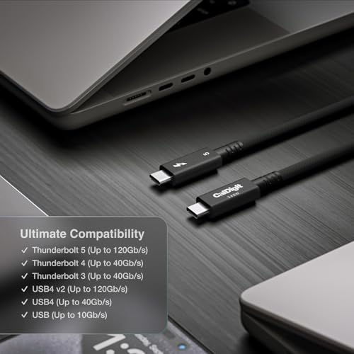 CalDigit Thunderbolt 5 Pro Braided Cable - 120Gbps 240W Power Delivery, Compatible with Thunderbolt 3, 4, USB4 Type C, MacBook Pro, iMac, iPhone 17 Max, Black (0.5m/1.64ft/19.685") by CalDigit - Image 8