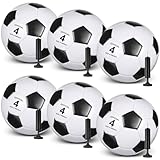 Glimin 6 Pcs Deflated Soccer Ball Bulk with Pump Size 3,4,5 Outside Sport Soccer Ball Training Ball for Adult Machine Stitched Ball for Game Match Birthday Party Gift(Size 4,Classic)