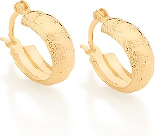 Brinco Rommanel Banhado Ouro Argola Pequena Larga Trabalhada 522904