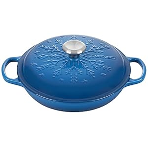 Le Creuset Noel Collection: Signature Cast Iron Braiser Embossed Snowflake w/ Stainless Steel Knob, 2.25 qt., Marseille