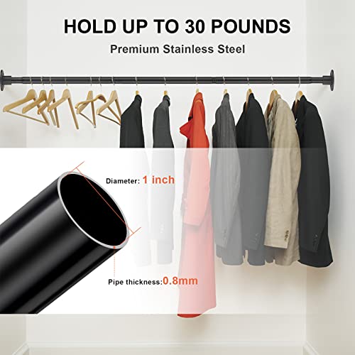 Industrial Shower Curtain Rod, 1 Inch Black Shower Curtain Rods For Bathroom, Heavy Duty Adjustable Shower Rods For Room Divider, Matte(29''-94'') #TOP5