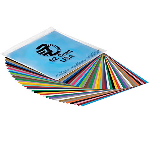 Permanent Adhesive Backed Matte Vinyl Sheets By Ez Craft Usa - 12" X 12" - 40 Sheets Works With Cricut & Other Cutters #TOP2