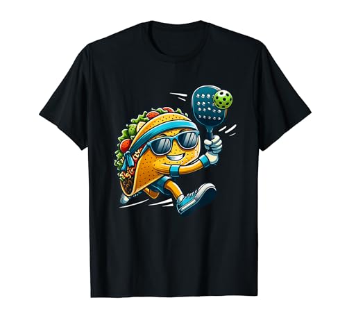 Taco Playing Pickleball Mexican Cinco De Mayo Kids Women Men T-Shirt
