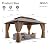 Aoxun 12' x 16' Hardtop Gazebo, Aluminum Outdoor Gazebos with Galvanized Steel Double Roof, Permanent Metal Pavilion Pergola with Curtain and Netting for Patio, Lawn,Deck,Backyard,Wedding (Brown)