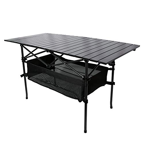 YOLER Folding Camping Table, Aluminum Portable Ultralight Camping Table with Carry Bag for Outdoor Beach BBQ Picnic Fishing (47 Lx21.6 Wx26.8 H)