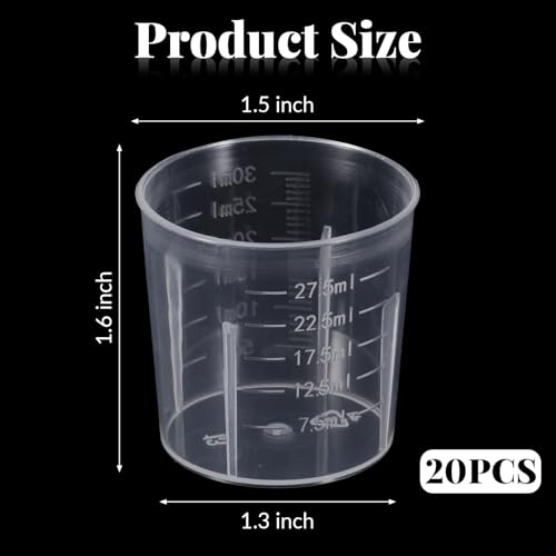 20 vasos plásticos medidores 30 ml transparentes miniatura 2