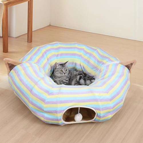 Tunnel pour chat avec tubes de jeu interactifs et caverne pliable multicolore