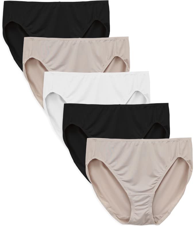 Fruit of the Loom Women's 5 Pack Microfiber Hi-Cut Panties, Multicolor, 10