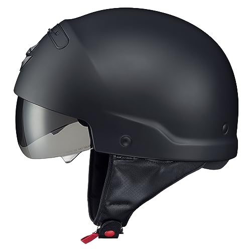 ScorpionEXO Covert Open Face Half Shell 3/4 Mode Motorcycle Helmet Dot Approved Solid Adult Unisex (Matte Black - Medium)