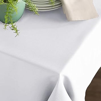 VEEYOO Rectangle Tablecloth 60x84 inch - White, Polyester, Wrinkle Free, Solid, All-Season, Classic Elegant, Christmas, Twill Weave, 1 Count, Machine Wash, Dining Table