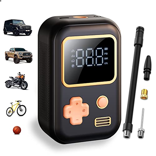 Portable Tire Inflator Air Compressor, 150 PSI Mini Electric Air Bike Pump with Accurate LCD Display LED Lights for Cars, Bicycle, Motorcycles, Balls