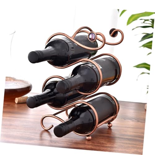 Soporte para 4 botellas de vino de hierro rojo miniatura 7