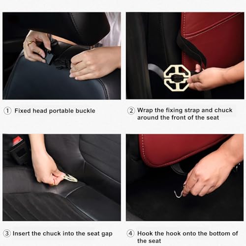 أزوني منظم ظهر مقعد السيارة، منظم ظهر مقعد السيارة للأطفال، من جلد البولي يوريثان مع صينية قابلة للطي وصندوق مناديل، حامل زجاجة ماء/مظلة، للسفر، للآباء والسائقين، لتخزين ألعاب الأطفال والطعام