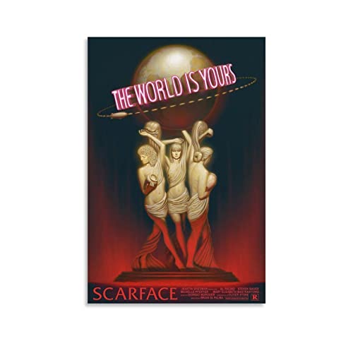 Movie Posters Gangster Scarface The World Is Yours Wall Art Paintings Canvas Wall Decor Home Decor Living Room Decor Aesthetic 16X24Inch(40X60Cm) Unframe-Style #TOP25