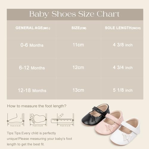 Meckior Infant Baby Girls Mary Jane Flats Non-Slip Rubber Sole Bowknot Princess Wedding Dress Shoes Toddler First Walkers - Thumbnail 6