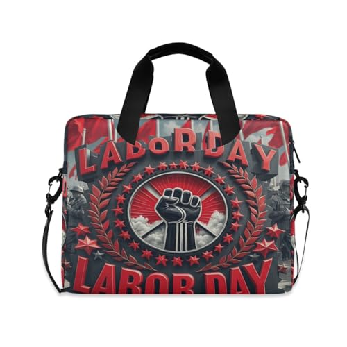 Maletín para laptop 15.6" rojo y negro con asa y correa