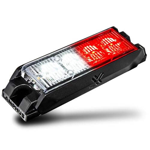 Image of LAMPHUS NanoFlare 4 inch 4W Red White LED Surface Mount Police Grill Strobe Warning Light [SAE Class 1] 12V Rectangle Grille Flashing Emergency Fire Light for Responder Firefighter Vehicle Cars