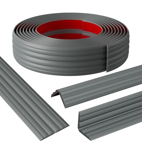 Elvone Wall Corner Protector & Edge Guard，Peel and Stick Wall Trim Moulding Inside & Outside Corner Molding Trim Caulk Strip, Self Adhesive Trim for Wall Edge,Ceiling,Countertop, 1.6” W x40’ L，Grey by Elvone - Used condition - US$40.07
