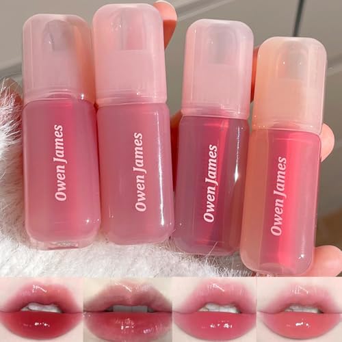 Aseawave 4Pcs Hydrating Lip Gloss Set,High Shine Glass Finish Korean Lip Glaze,Lip Moisturizing Plumping Lipgloss,Moisturizing Water Mirror Liquid Lipstick,Long-lasting Natural Makeup