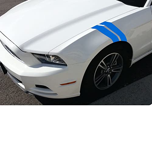 Image of x xotic tech 4X Blue 21.22 inch x 3.54 inch Wrinkle-Free Hood Hash Mark Front Fender Racing Rally Double Stripes Sticker Vinyl