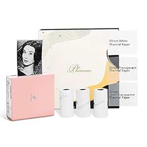 Phomemo M02 thermische printer, 3 papierrollen inbegrepen, compacte draadloze zakprinter voor onderweg ontvangstprinter…