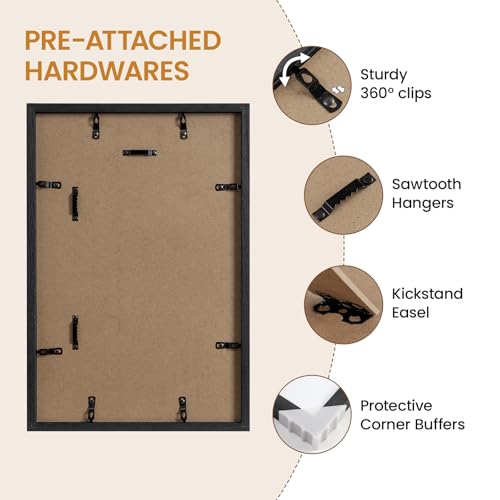 Image of 10x15 Picture Frame,Solid Oak Wood 10 inchx15 inch Photo Frame, Black Color Tempered Real Glass 10 by 15 Wooden Frames with No Mat,15x10 Picture Frames for Wall or Tabletop Display
