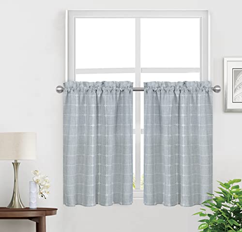 Shunjie.Home Kitchen Curtains 36 Inch Cafe Curtain Tiers, Light Filtering Linen Textured Short Curtains for Bathroom, Semi Sheer Farmhouse Small Window Curtain Rod Pocket 2 Panels (Light Gray) by Shunjie.Home - Used condition - US$6.87