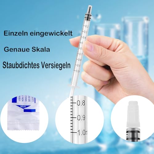 25 Stück 1 ml Kolostrum Spritze Kunststoffspritzen, mit Kappen Ohne Nadel für Nachfüllen und Messen von Flüssigkeiten,Labors,Tierfütterung
