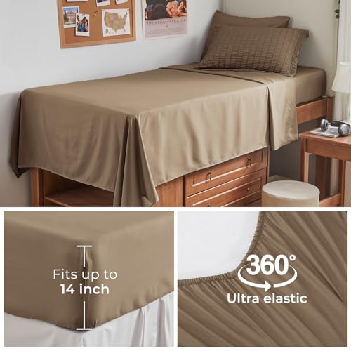 HYMOKEGE Brown Twin Comforter Set Seersucker 5 Pieces, All Season Luxury Bed in a Bag for Bedroom, Bedding Set with Comforter, Sheets, Pillowcase & Sham by HYMOKEGE - Image 7