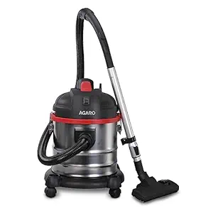 AGARO Ace Wet&Dry Vacuum Cleaner,1600 Watts,21.5 Kpa Suction Power,21 litres Tank Capacity,for Home Use,Blower Function,Washable 3L Dust Bag,Stainless Steel Body(Black/Red/Steel) 21 Liter,HEPA