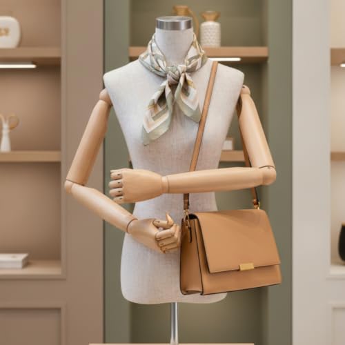 Fiocias Mannequin Torso Female Dress Form Display Bust with Flexible Wooden Arms Fiberglass Core Textured Cloth Pin Ready Tabletop Model Suitable for Retail Merchandising Photo Shoots - Image 5