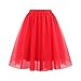 Women Tutu Skirts High Waisted Knee Length Layered Party Midi Skirt Plus Size Tulle Dress 2025 Fashion Outfits #02 Red Small