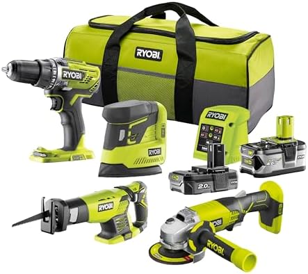 RYOBI - Pack ONE+ 18V 4 outils : Perceuse-visseuse R18DD3-0 Couple max : 50 Nm, Vitesse à vide : - V1 : 500 tr/min - V2 : 1800 tr/min