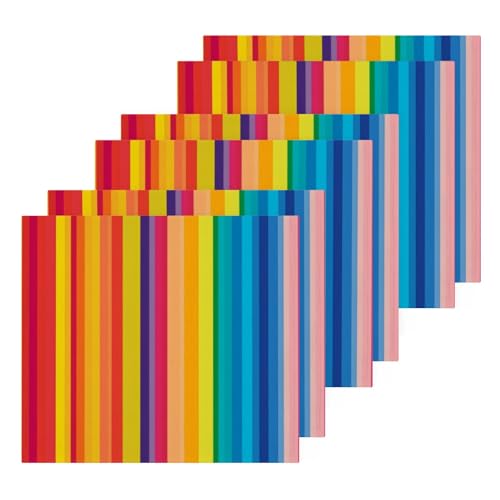 Msyxl 6-Pack Rainbow Carnival Striped Washcloths for Bathroom, 12x12in Cotton Wash Cloths Soft Absorbent Face Cloths Towel for Your Face Body