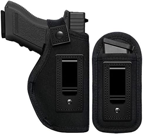 PODFAN Universal Gun Holsters for Men/Women,IWB 9mm Pistols Holster Right Left Handed,Concealed Carry,Fits S&W M&P Shield Glock 9/40 P320 17 19 26 27 42 43,Similar Handguns (Black-Right Hand)