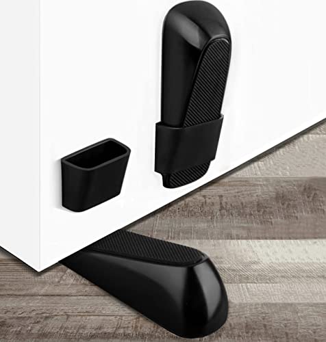 Amedoo Door Stopper (1 Pack) Heavy Duty Door Stop Wedge Made of Premium Quality Zinc and Rubber Suits Any Door,Any Floor. (Black, 1 Pack)