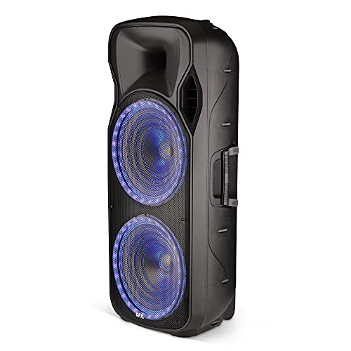 Qxf Pbx-2250 Tws Bluetooth Dual 15” Woofer 1.5” Tweeter Rechargeable Recording Portable Speaker 5-Band Graphic Equalizer Guitar Input Microphone With Echo Control Aux Input Usb/Tf #TOP4