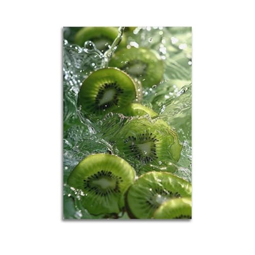 Poster tranches de kiwi et eclaboussures d eau pour creer une ambiance zen en cuisine