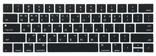 HRH Black Korean Language Touch Bar Keyboard Skin Silicone Cover for MacBook Pro with Touch Bar 13 Inch and 15 Inch(A2159/A1989/A1706,A1990/A1707) 2019 2018 2016 2017 Release USA Layout