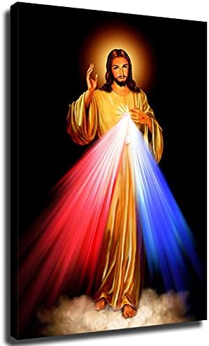 Divine Mercy Jesus Christ POSTER A Print Roman Catholic Pictures Images Sacred Heart of Jesus Painting Religious Christian Holy Wall Art Decor for Home (24×36inch-Framed)