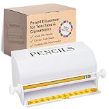 SimplyImagine Pencil Dispenser for Classroom - White Acrylic Pencil Parking Organizer 10.5x5.5x4 in - Fits 50 No. 2 Pencils with Manual Rolling Knob - Teacher Must Haves Gadgets & Desk Decor