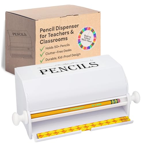 SimplyImagine Pencil Dispenser - White Acrylic, Fits 50 Pencils