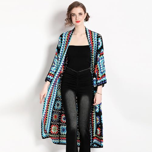 Women Cotton Casual Floral Square Crochet Long Sleeve Cardigan Boho Hipi Cover Up Shrug2