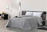 NATURALS Colcha Bouti Cama 135, Colcha con un Ligero Relleno 235x270 + 2 Fundas de cojín 50x50 cm, AINA Gris
