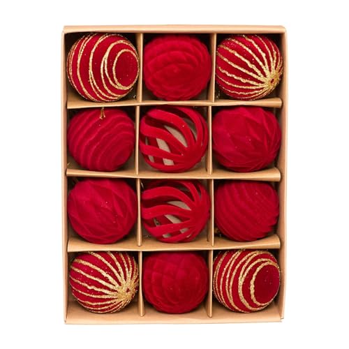 Colcolo 12 Stück 6 cm Große Rote Weihnachtsbaumkugeln Als Tischdekoration