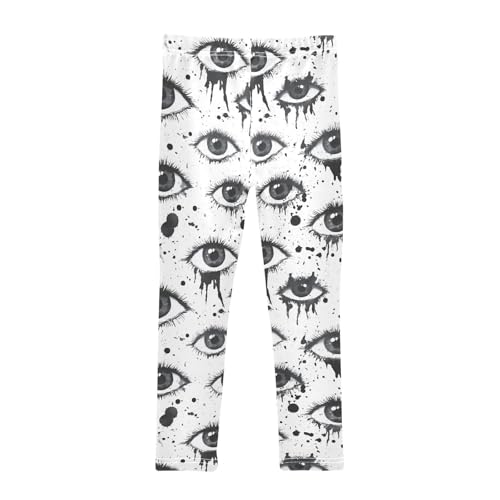 KLL Black and White Evil Eyes Little Girls Cotton Leggings Soft Full Length Pants Gym2