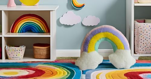 Image of Mirada Rainbow Face Soft Toy - 40cm | Vibrant & Super Soft Plush Pillow Toy for Kids & Adults | Cozy Colorful Room Decor Cushion for Girls, Boys & Return Gift Ideas