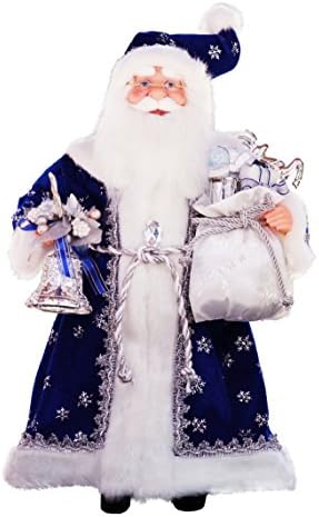 16" Inch Standing Royal Blue Santa Claus Christmas Figurine Figure Decoration 416110