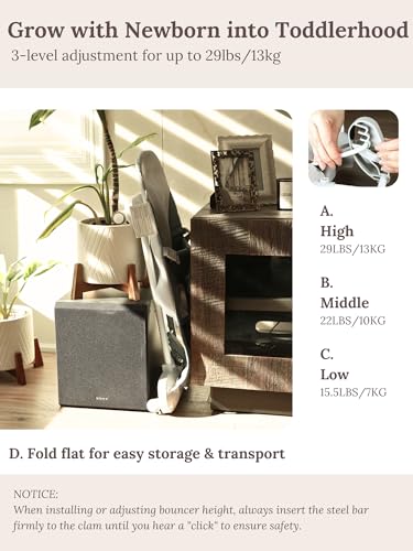 CuddoBaby Baby Bouncer 4-in-1 on Wheels |Detachable Pianos, Feeding Tray| 3-Level Recline Foldable Seat with Play Bar for Infant to Toddler 0-6, 0-12, 12-24 Months, Girl Gift Idea, Upto 29Lbs - Pink